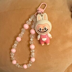 Lafufu pink and white Keychain Toy